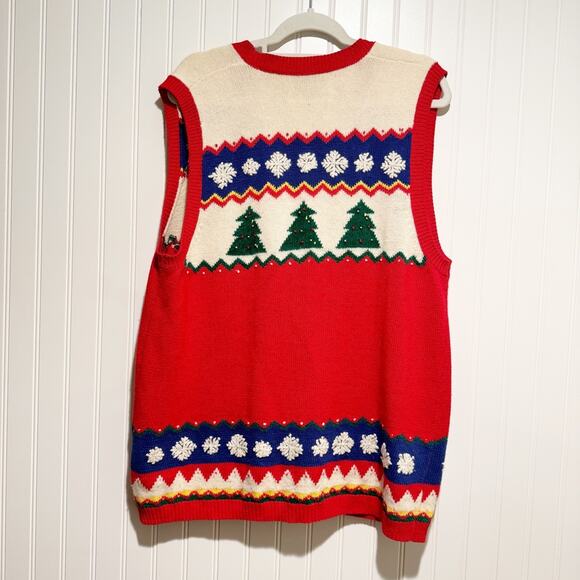 Vintage 90s Marisa Christina Christmas Scottie Dog Sweater Vest Size XL - Picture 7 of 7